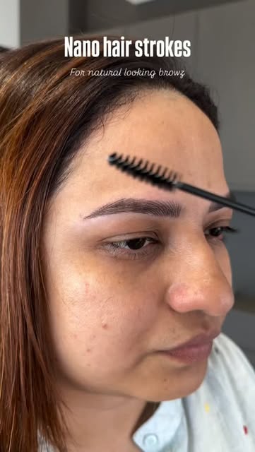 A close view of Bhavini Rathod's natural nano hair-stroke work